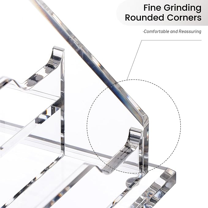 Acrylic Card Holder Clear Horizontal Business Card Organizer Stand for Desk 4 Slots 4 Tier Business Cards Stand for Women and Men,Office Desk Accessories,Organize 200 Cards-1 Pack(4Slots-H)