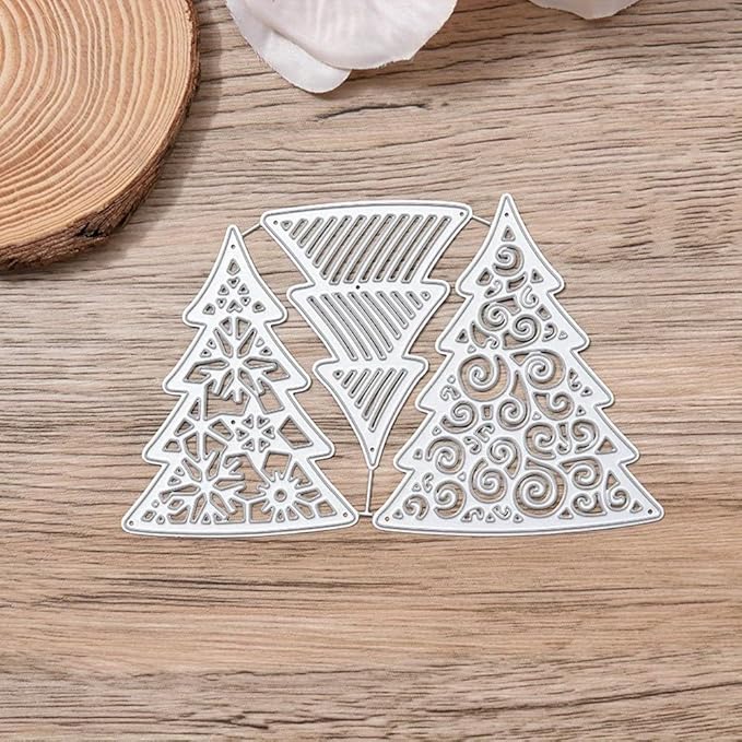 Lapoo Festivals Metal Cutting Die for Scrapbooking - Durable, Cut Stencils for DIY Scrapbook Photo Album Decorative Paper Card, Card Making Supplies, Embossing (A Christmas Tree Set 5.5 x 3.5 in)