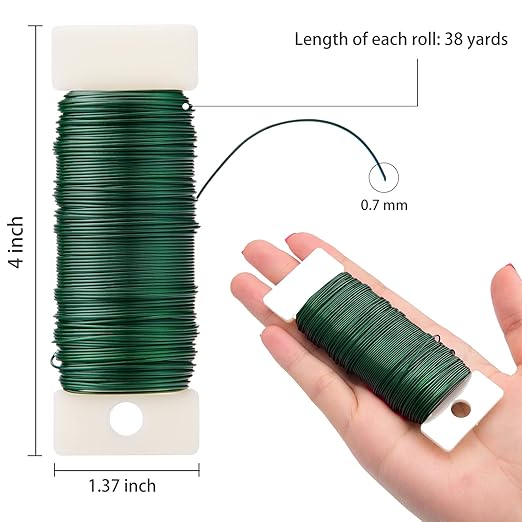 Hapeper 22 Gauge Floral Flexible Paddle Wire for Christmas Wreath Tree, Flower Arrangements, 3 Pack 114 Yards (Green)