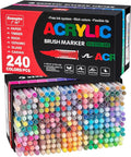 Acrylic Paint Markers Pens, 240 Vivid Colors Acrylic Markers Set,Direct Liquid Type, Stackable Color, Odorless Soft Head，Markers for School，Tooli Art ，Fabric & Creative Crafts (240)