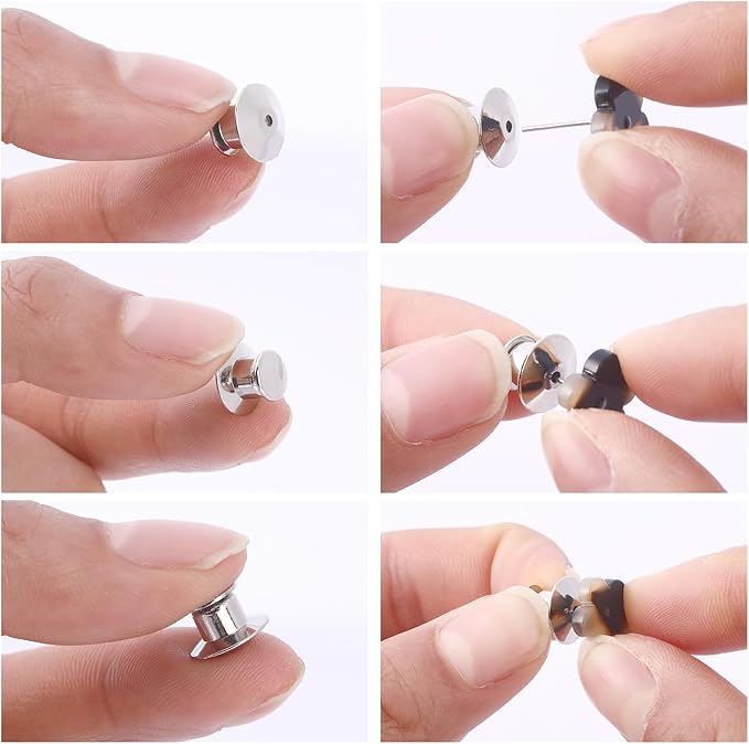 DECYOOL 30PCS Metal Locking Pin Backs, Pin Keepers Clasp Pin Backs Locking Buckles for Brooch DIY Crafts Badges Enamel Lapel Needles Pin Lock