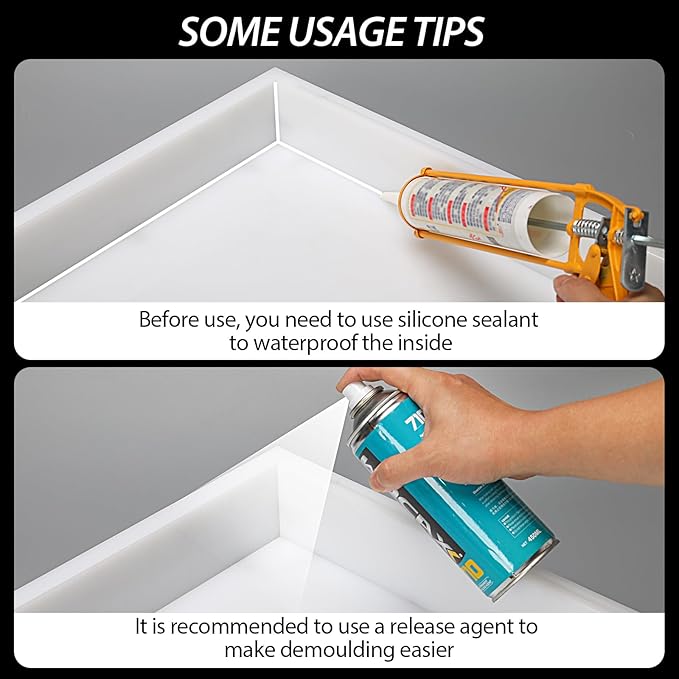 Large Reusable Epoxy Resin Mold 24×14×3 Adjustable Clamping System – Ideal Resin Molds for Coffee Tables, Trays, Cutting Boards & DIY Projects
