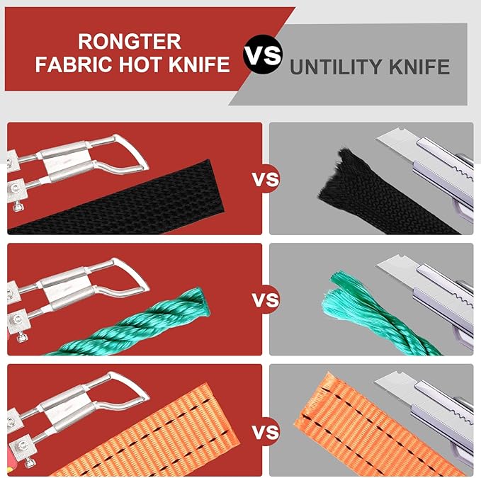 Fabric Cutter Rope Cutter Utility Knife, Electric Hot Knife Foam Cutting Tool with Adjustable Power Blades for Cutting Belt Cloth