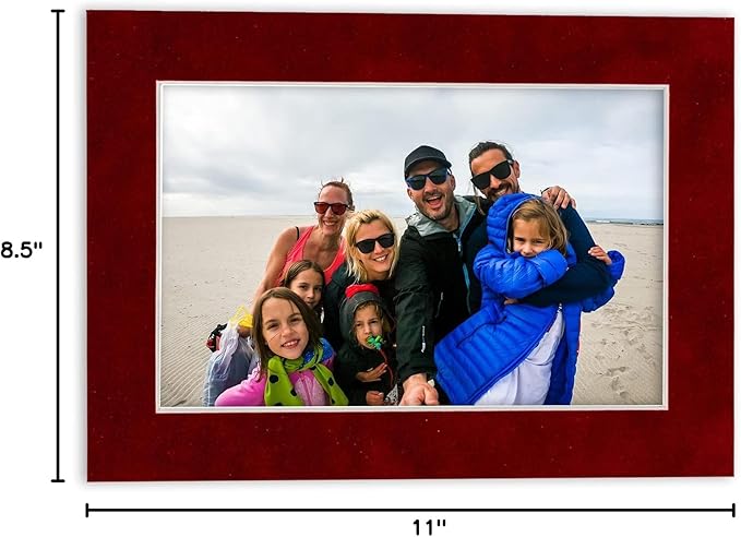 Poster Palooza 8.5x11 Mat Bevel Cut for 7x9 Photos - Acid Free Bright Red Suede Precut Matboard - For Pictures, Photos, Framing - 4-ply Thickness
