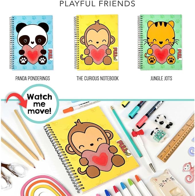 Animation Notebooks | Cute Spiral Notebooks | A5 Size 6.5in x 8.75in | 160 pages | 80 Sheets Smooth, durable, and bleed-resistant 90lb lined inner pages | Interactive cover that brings your imagination to life | Creative Companion for journaling, notes...