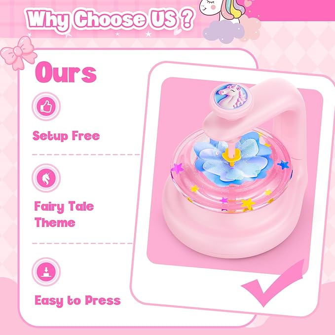 cosone Crafts Kits for Kids Ages 4-8, DIY Fabric Flower Bouquet Kit for 5 6 7 8 Year Girls Unicorn Flower Press Toys Educational Toy Preschool Birthday Gifts for Girls Handmade Activity Set - Pink