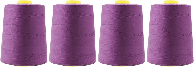 Mandala Crafts 4 Pack of Serger Threads Cones Spools - 20S/2 24000 Yards Polyester Mulberry Threads for Sergers Machine and Overlock Quilting Sewing Machine