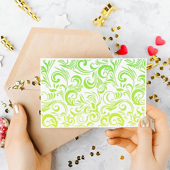Damask Stencils for Crafts Reusable 6” Texture Stencils Floral Background Stencil Leaf Templates for Painting on Wood Furniture Card Canvas