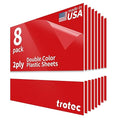 Trotec TroLase | 12"x12"x1/16", 8 Pcs | Gloss Red/White | 2 Ply | Modified Acrylic | Laser Engraving Double Color Plastic Sheet | Engraving Blanks for Laser, Saw, Guillotine | Made in USA