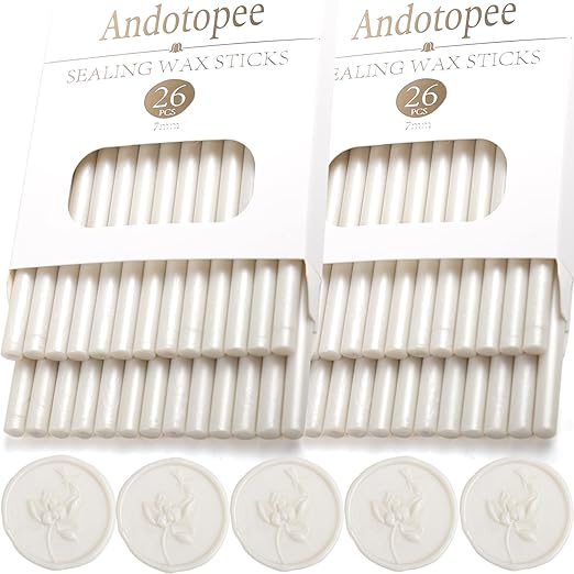52pcs Pearl White Sealing Wax Sticks for Glue Gun, Seal Stamp, Envelope Letter, Wedding Invitation Craft Adhesive - Mini Size, Great Gift Ideas