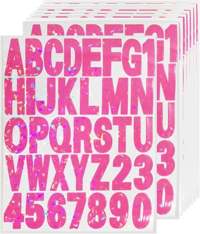 Starboling Letter Stickers,2 inch 8 Sheets Rose red Alphabet Sticker,Self Adhesive Vinyl Letter Stickers Mailbox Numbers,for Arts Crafts Outdoor Sign Poster Mailbox Sign Doors Mailboxes Car Truck