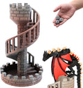 Wyvern Castle Dice Tower (with 5 polyhedral dice and a Dragon) for Table Games, D&D & RPG Games,Perfect Table Decoration and Party Surprise Gifts (Red Black)