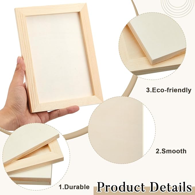 Kathfly 12 Pcs 5 x 7'' Wood Panel Boards, Unfinished Wood Canvas Panels for Painting Crafts DIY Drawing Pouring Art Projects