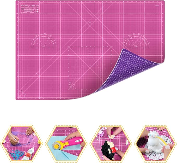Self Healing Cutting Mat A1 24"x36" – Double Sided 5-Ply Craft Mat for Sewing, Quilting, Fabric, Scrapbooking – Pink/Purple