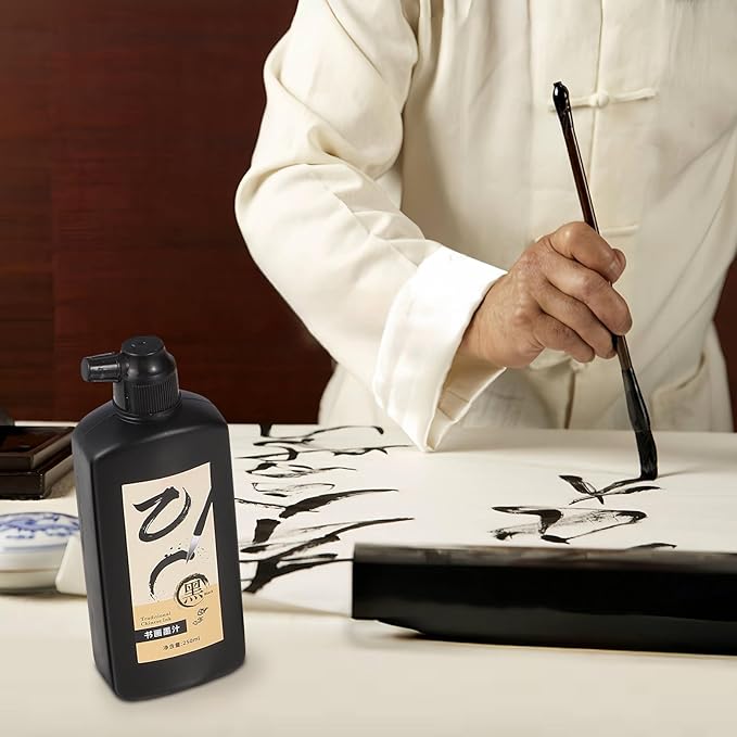 120 ML/4 OZ Calligraphy Ink - Versatile Elegance Chinese Brush Ink for Beginner Practice Traditional Art Works and Japanese Brush Black Ink