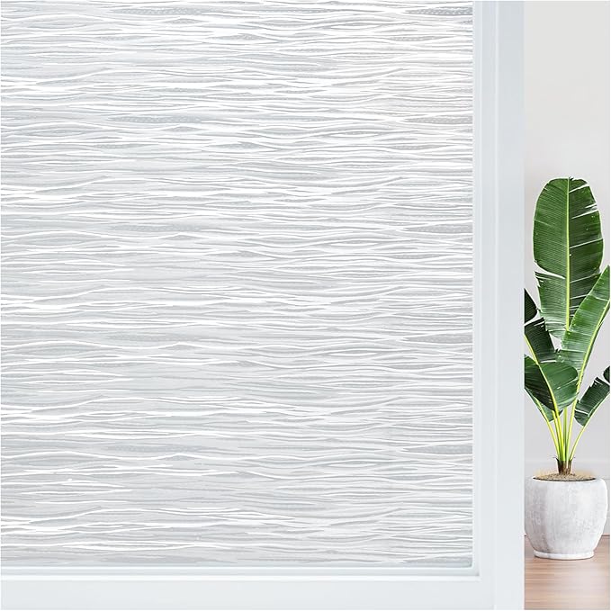 Haton Window Privacy Film, Frosted Glass Privacy Window Clings, Sun Blocking Frosting Opaque Coverings, Static Cling Removable Decorative Stickers for Home Door, Non-Adhesive 35.4" x 78.7"