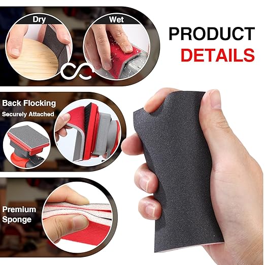 30-Pcs 3x4 Inch 3000 Grit Sanding Sponge Set, Soft Foam Hand Sanding Blocks, Ultra-Fine Wet/Dry Sandpaper for Wood, Metal, Drywall, Furniture Polishing