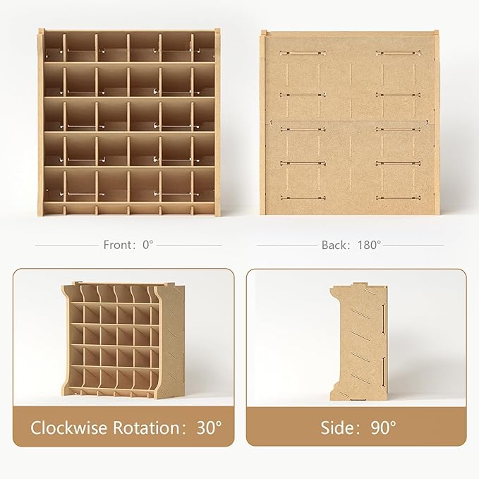 Paint Rack Organizer for 30 Bottles, Craft Supplies Storage, MDF Material, Tools Storage Suitable for Tamiya Paints, Miniature Model Paint Set GK9