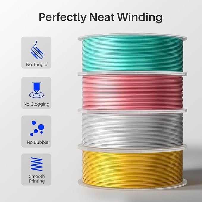 ELEGOO Silk PLA Filament 1.75mm Mint Green 1KG, Shiny 3D Printer Filament Dimensional Accuracy +/- 0.02mm, 1kg Spool(2.2lbs) Fits for Most FDM 3D Printers
