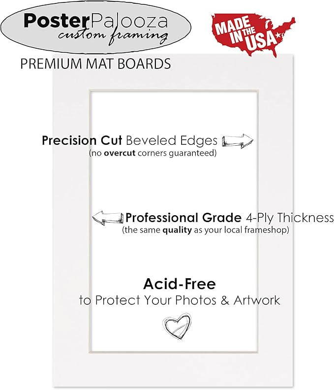 8.5x11 Mat Bevel Cut for 7x9 Photos - Acid Free Light Grey Suede Precut Matboard - For Pictures, Photos, Framing - 4-ply Thickness