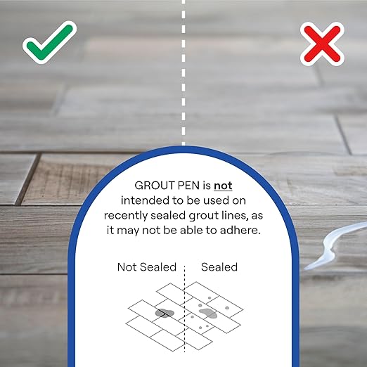 Grout Pen Light Grey Tile Paint Marker: Waterproof Grout Paint, Tile Grout Colorant and Sealer Pen - Light Grey, Wide 15mm Tip (20mL)