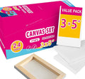 AUREUO Mini Stretched Canvas - 3x5 Inch/24 Pack - 2/5 Inch Profile Small Square Canvas - Gift Set Bulk Pack Canvases for Acrylic Painting & Craft