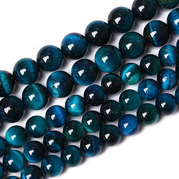 4mm 90pcs Blue Tiger Eye Gemstone Loose Beads Natural Round Stone Beads for Jewelry Making 1 Strand 15" (Blue Tiger Eye, 4mm)