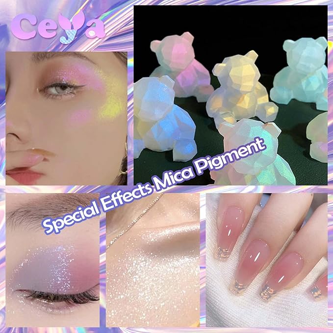 Ceya Interference Mica Powder, 1.8oz/ 50g Ghost Red Chrome Nail Powder, Cosmetic Grade Pearlescent Effect Color Shift Pigment for Epoxy Resin, Makeup, Nail Polish, Soap Dye, Candle Making, Slime,Paint