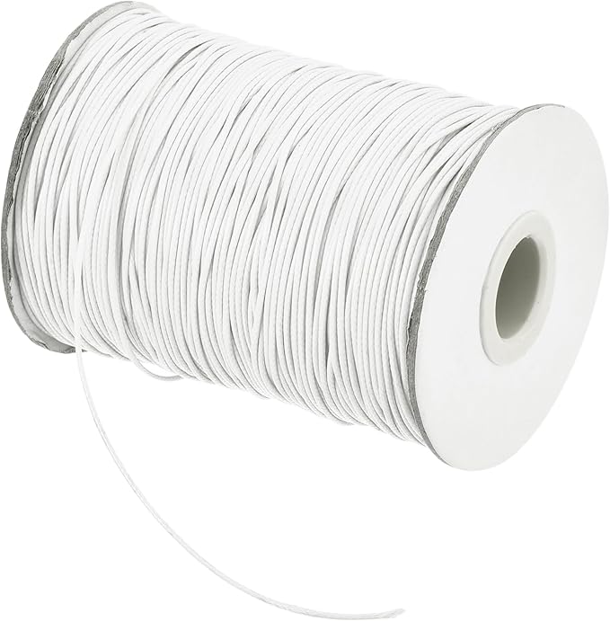 MECCANIXITY Waxed Cord 1.2mm Waxed Polyester Cord 175 Yard Wax String for Bracelet Making,Necklaces, Beading,Jewelry Making and DIY Crafts(White)