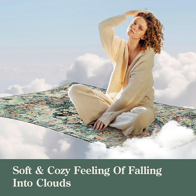 Lahome Bohemian Floral 2'8" x 8' Washable Hallway Runner Rug, Non Slip Kitchen Carpet Runners, Turkish Soft Pet Friendly Stair Mat for Bathroom Laundry Room Sunroom, Teal