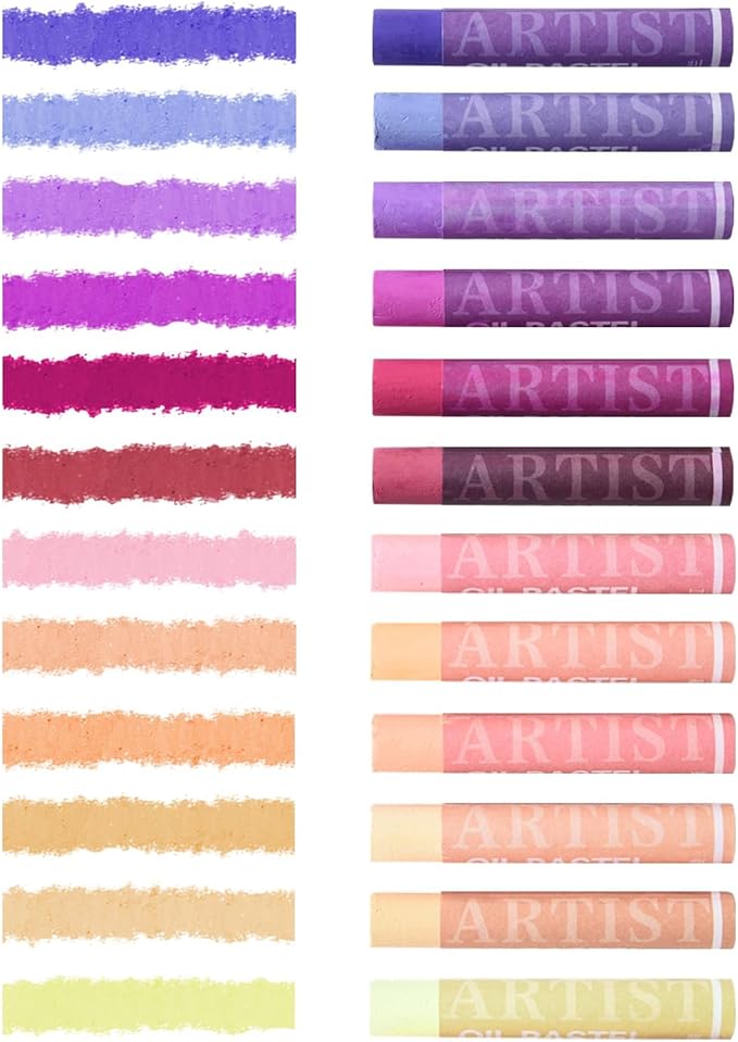 qianshan Soft Oil Pastels Set of 12 Colors,Non Toxic,Soft Texture Vibrant and Creamy Oil Crayons Pastels Art Supplies For Professional Artists Beginners Drawing.Purple&Skin