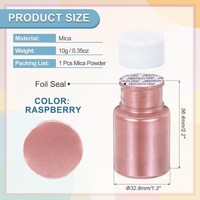 uxcell 10g/0.35oz Cosmetic Grade Mica Powder, 600 Mesh Mica Powder Natural Resin Epoxy Pigment Powders for Casting Resin, Candle Dye, DIY Nail Polish and Lip Gloss, Pink