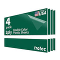 Trotec TroLase | 12"x24"x1/16", 4 Pcs | Dark Green/White | 2 Ply | Modified Acrylic | Laser Engraving Double Color Plastic Sheet | Engraving Blanks for Laser, Saw, Guillotine | Made in USA