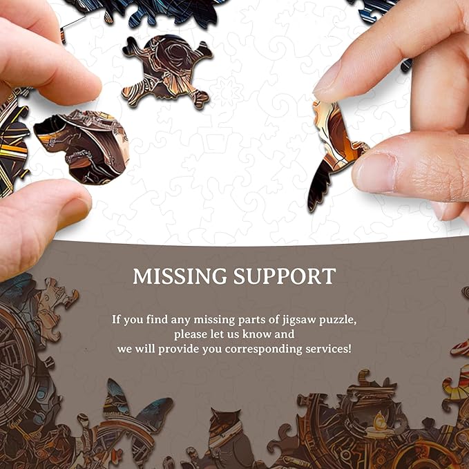 KAAYEE Wooden Puzzles for Adults, 3D Visual Effect Raven & Mechanical Skull Wooden Jigsaw Puzzle Unique Shape Wood Puzzle Adult, 3D Effect Flat Puzzle Birthday Family Games (M-11.4 * 10.1in-175pcs)