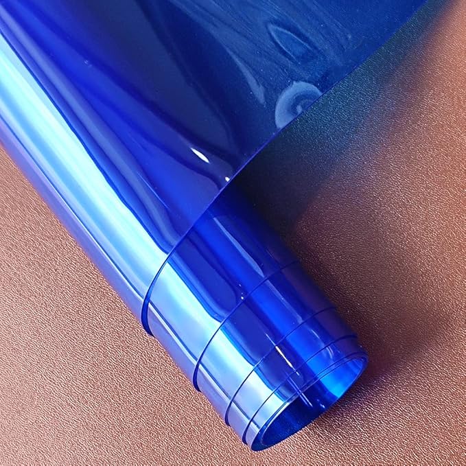 HYANG Blue Transparent PVC Super Clear Holographic Vinyl Faux Leather Sheets 1 Roll 12" x 47" (30cm x 120cm) for DIY Bows Earrings Bags DIY Crafts Making