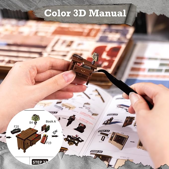 CUTEBEE Book Nook Kit, DIY Booknook Miniature House Tiny House 3D Wooden Puzzle Dollhouse Kit for Adults and Teens, Bookshelf Insert Decor, DIY Craft Gift Model Build