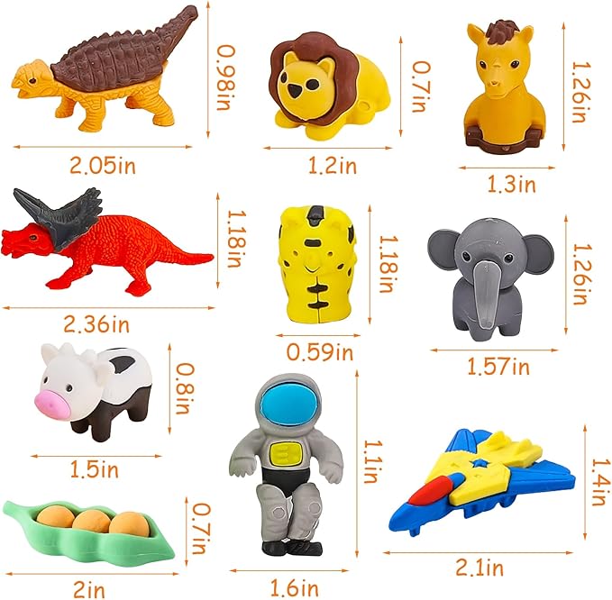 130Pcs Animal Erasers Kids Desk Pets Pencil Erasers 3D Puzzle Bulk Mini Animal Food Eraser Toys Fun Cute Eraser for Classroom Rewards, Game Prizes, Treasure Box, Easter Egg Fillers