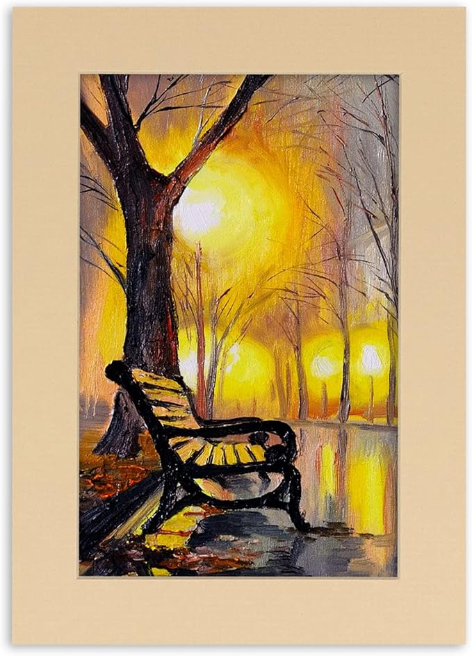 Pack of 25 Acid Free 11x14 Mats Bevel Cut for 8.5x11 Photos - Beige Precut Matboards With Backing Boards and Clear Photo Mat Bags For Pictures, Photos, Framing - 4-ply Thickness