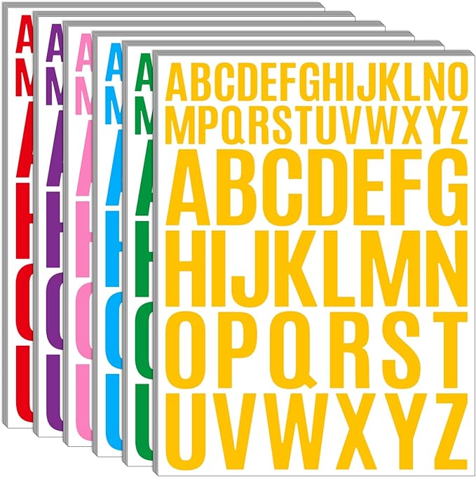 Bemeol Letter Stickers 1560 Pieces 30 Sheets Stick on Vinyl Letters Capital Alphabet Sticker Letter for Craft Bulletin Boards Classroom Home Business Decor(Multicolor,1 Inch,2 Inch)