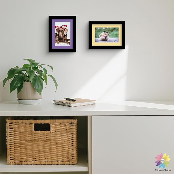 Mat Board Center, Pack of 25, 5x7 for 4x6 Mixed Color Mats - Acid Free, 4-ply Thickness, White Core - for Pictures, Photos, Framing