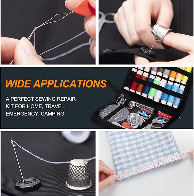 Rustark 86Pcs Sewing Kit With Portable Bag, Premium Supplies Includes 18 Colors Threads and Accessories for Home, Traveler, Emergency Repair