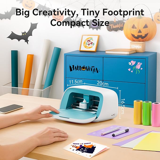 Likcut Vinyl Cutter Machine, Smart Sticker Maker Glee S501 for DIY Joy, Portable Cutting Tool for Crafting Beginner, Compact Design for Home & School Craft Projects, DIY Home Decor, Blue