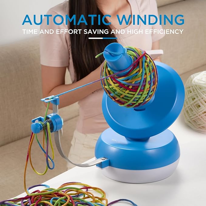 Electric Yarn Ball Winder for Crocheting| 10oz Large Capacity Automatic Yarn Cake Winder Stepless Speed, Adjustable Weaving Ball Winders, Helper for Yarn Collection Lovers, Navy Blue
