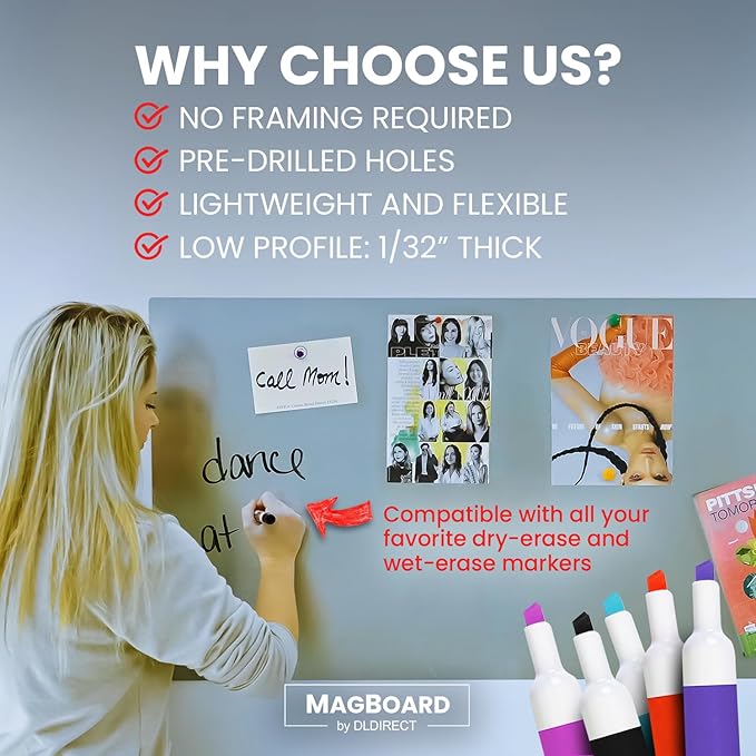 Diamond Life Magnetic Board - Memo & Vision Board for Home, Office, and Classroom - Magnet Board for Kids - Pre-drilled Mounting Screws Included (Silver 24"x36")
