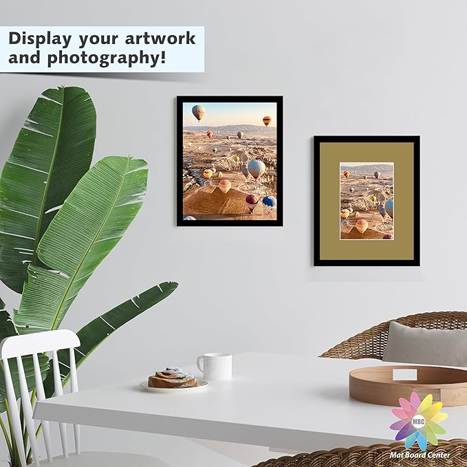 Mat Board Center, Pack of 10, 8x10 for 5x7 Mix Color Picture Mat Sets - Acid Free, 4-ply Thickness, Bevel Pre-Cut White Core - Includes Backing Boards and Clear Bags - for Pictures, Photos, Framing