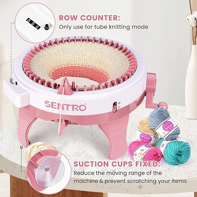 BZVV Knitting Machine for SENTRO 48 Needles Smart Knitting Crochet Machine with Row Counter for Adults and Beginners, Knitting Board Rotating Double Loom, Weaving Loom Machine Kit New Year Gifts