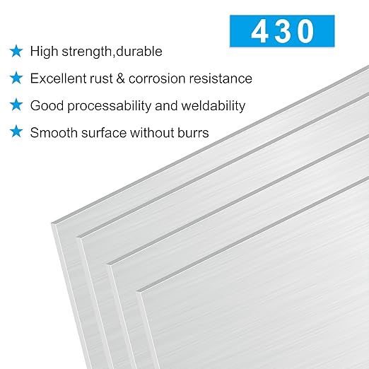 4PCS 6"x6"x1/32 Stainless Steel Metal Plates for Magnetic Mount Board Wall,Tickness 0.8mm 430 Stainless Steel Shim Stock Plates for Crafting, Kitchen, Office