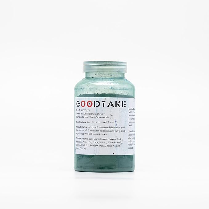 GOODTAKE Concrete Pigment, Green Iron Oxide Pigment Powder, Concrete Cement Dye Color Pigment for Pastel Tile Paint Concrete Cement Mortar Grout (Green, 4 oz)