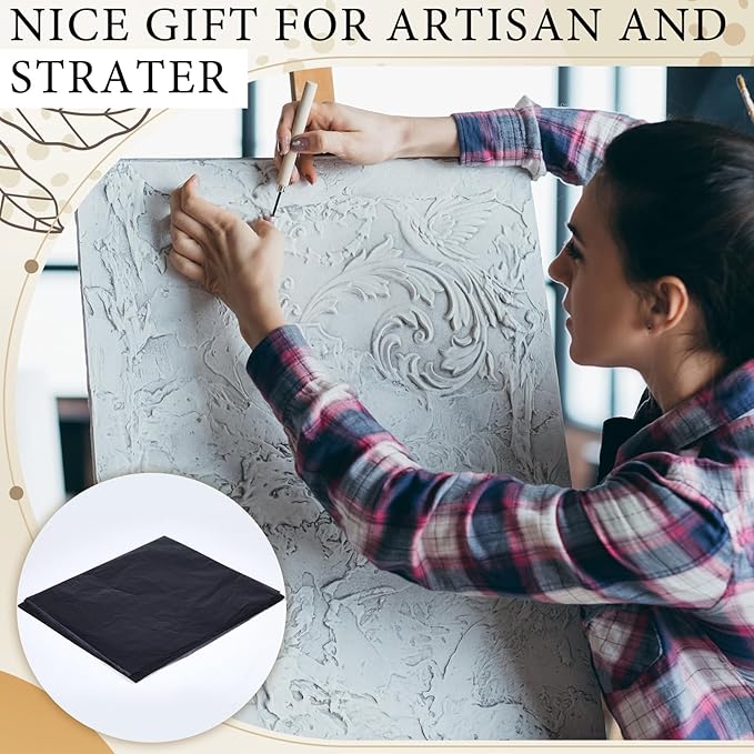 Dinifee 5 Sheets Large Carbon Paper for Tracing 20.3 x 36 Inch Graphite Transfer Paper Waxed Carbon Transfer Paper for Wood, Paper, Canvas, Woodworking Patterns, Fabric, Sketch Drawing, Black