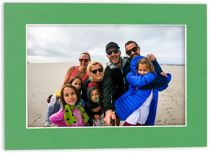 8.5x11 Mat Bevel Cut for 7x9 Photos - Acid Free Bright Green Precut Matboard - For Pictures, Photos, Framing - 4-ply Thickness